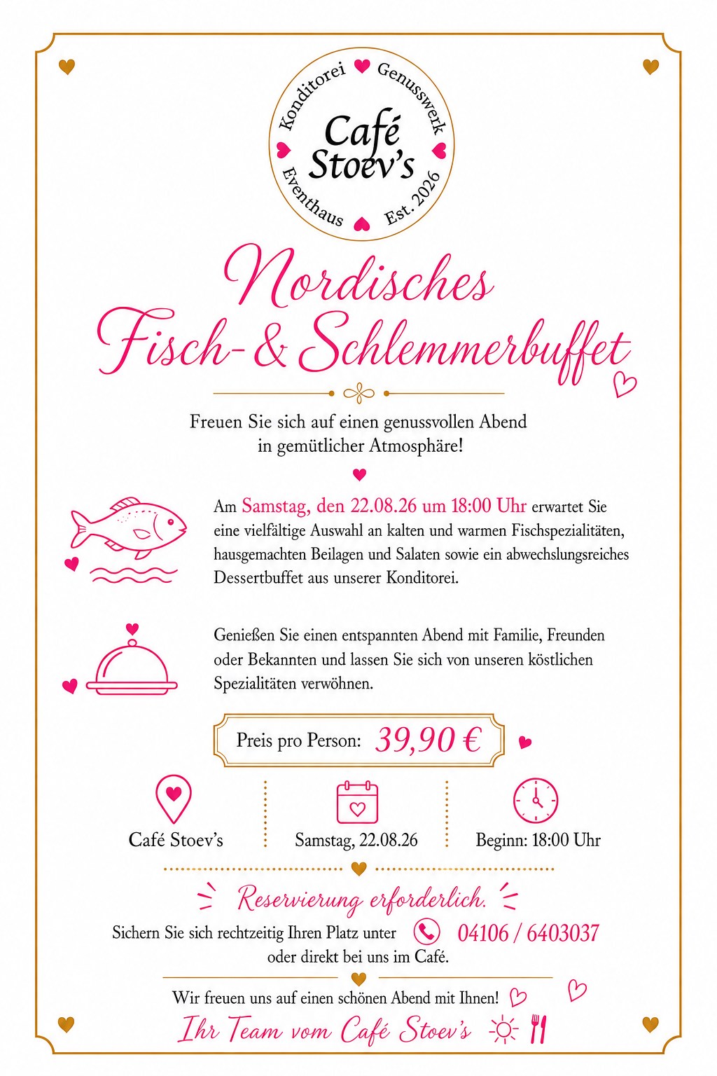 Flyer zum nordischen Fisch- und Schlemmerbuffet 2026