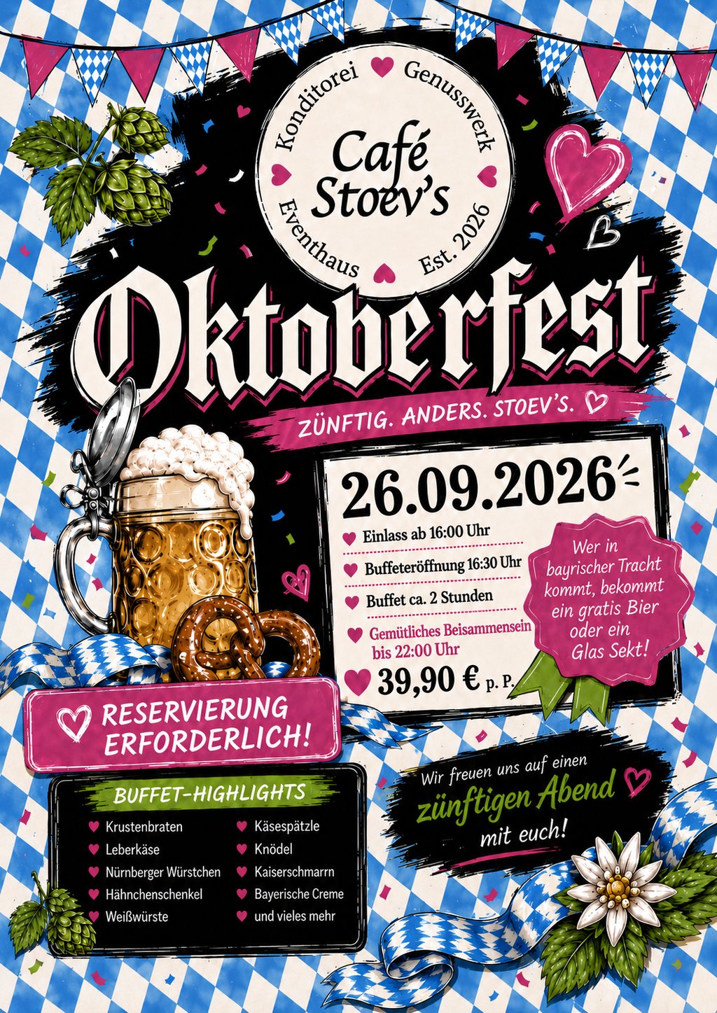 Flyer zum Oktoberfest am 26.09.2026 im Caf&eacute; Stoev&rsquo;s