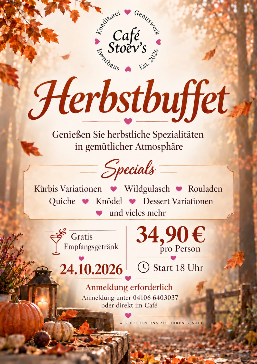 Flyer zum Herbstbuffet am 24. Oktober 2026 im Caf&eacute; Stoev&rsquo;s